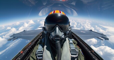 Cockpit view fighter jet helmet