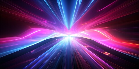 Cosmic explosion Neon speed light Abstract background AI generative