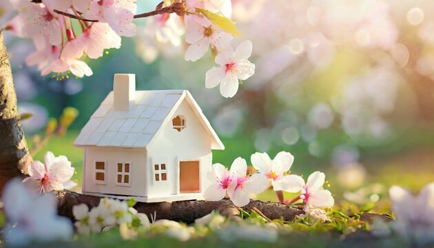 spring flowers and house