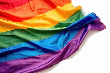 The rainbow flag or LGBTQ flag is isolated on a white background