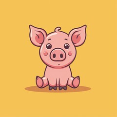 Obraz na płótnie Canvas Flat design pig logo, cute and playful cartoon illustration. Modern and minimalist pig vector design for branding.