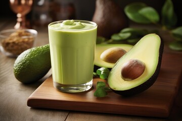 Avocado Smoothie Blend: Blending ripe avocado into a creamy smoothie.