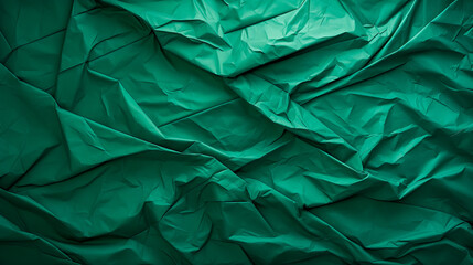 Crumpled green paper texture as background, copy space