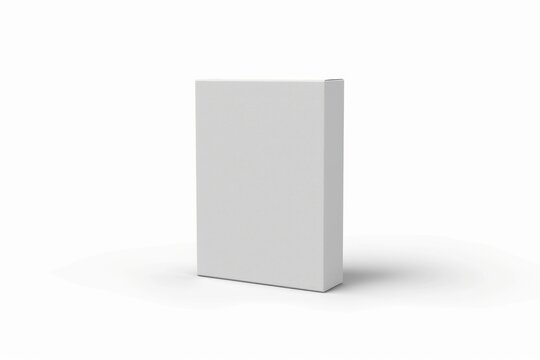 White slim cardboard box template for chocolate, crayons, pencils. Mock up template on isolated white background,  illustration