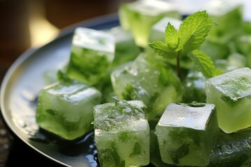 Green Tea Ice Cubes: Green tea frozen into ice cubes.
