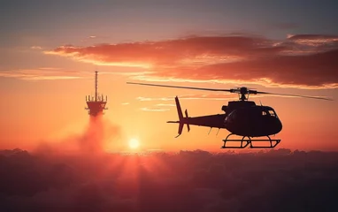 Poster helicopter on the sunset © Tisha