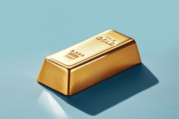 Golden bar with shadow on blue background.
