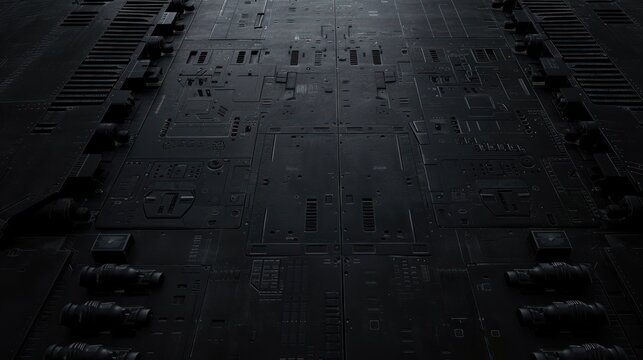 Black, Tech Background with Sci-Fi  Panels. Dark, Futuristic style.  .