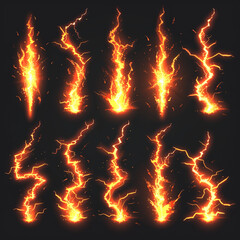 稲妻のイラストセット