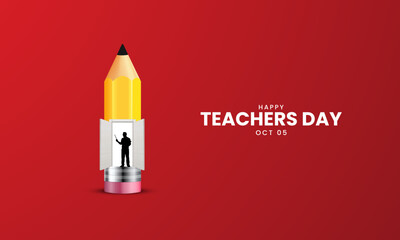 Happy Teachers Day. Creative  Design for banner poster, 3D Illustration