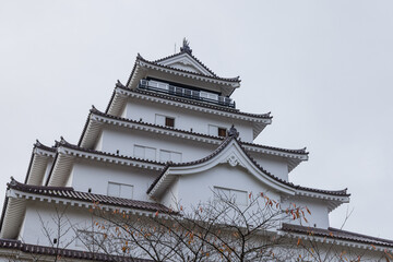 日本　福島県会津若松市の鶴ヶ城城址公園内に建つ鶴ヶ城の天守閣