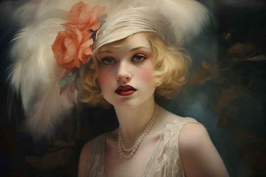 painting of blonde flapper