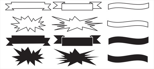 Fototapeta premium Ribbon banner set. Ribbons collection. Red ribbons. Vector ribbon.