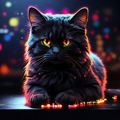 cat with red heart
