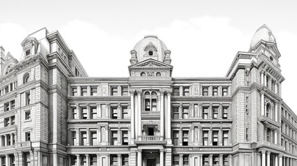 elevation building line drawing