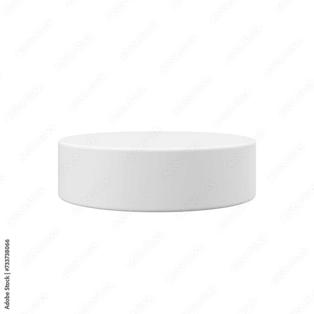 Poster empty cylinder podium 3d object transparent background. outstanding white podium for product and cos