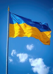 National flag of  against blue sky