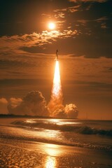 The Space Shuttle Discovery night launch in Cape Canaveral, Florida on Saturday