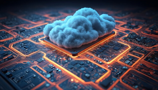 enhanced futuristic cloud computing technology in background