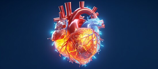 abstract human heart organ vector illustration with technology background