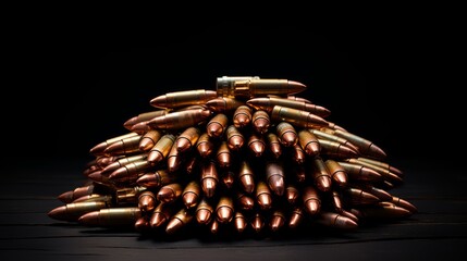 A pile of ammunition on a dark background