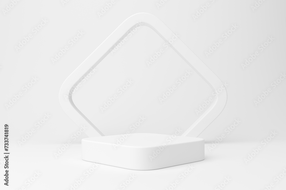 Poster abstract 3d background. white product display presentation. empty space square podium and square bac