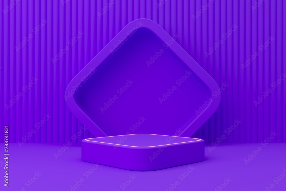 Poster abstract 3d background. violet product display presentation. empty space square podium and square ba