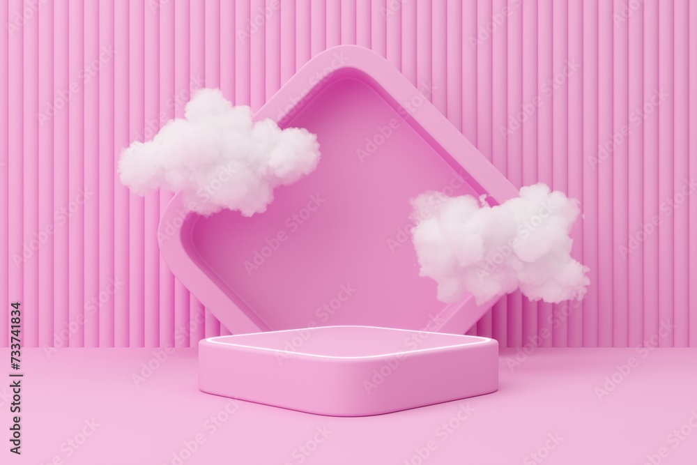 Poster abstract 3d background. pink product display presentation. empty space square podium and square back