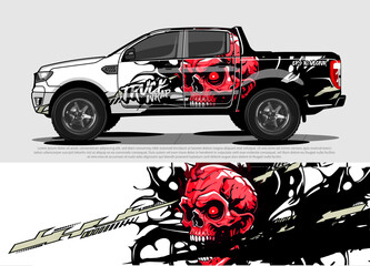 car livery design vector. abstract race style background with Zombie concept for vehicle vinyl sticker wrap