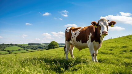 Fototapeta na wymiar grass cow in field