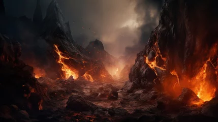 Foto auf Alu-Dibond Eruption of volcanic magma, Volcanic lava eruption. © Media Srock