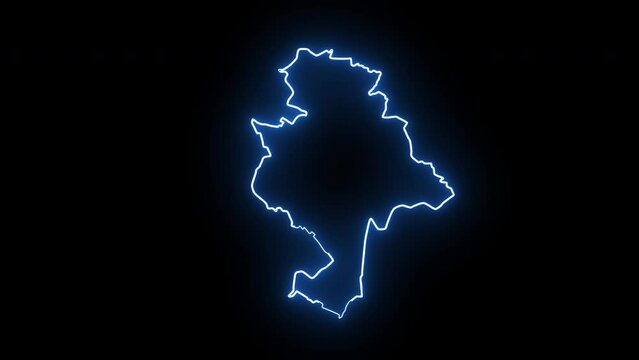map of Nottingham in england with glowing neon effect