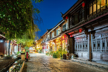 The Old Town of Lijiang is a UNESCO World Heritage Site and a famous tourist destination in Asia. Yunnan, China. - obrazy, fototapety, plakaty