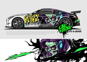 car livery design vector. abstract race style background with Zombie concept for vehicle vinyl sticker wrap