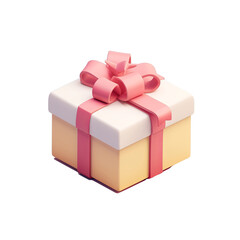 Obraz premium 3D Illustration of a Gift Box with Pink Ribbon on White Background