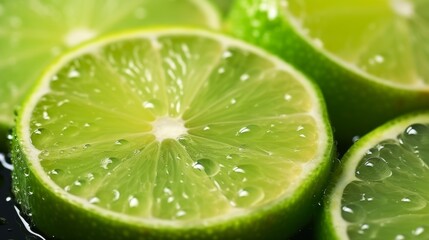 Lime slices with water drops