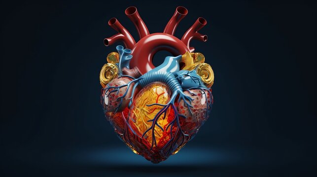 abstract human heart organ vector illustration with technology background