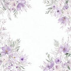 Fototapeta na wymiar Purple flora vintage frame watercolor for wedding, birthday, card, background, invitation, wallpaper, sticker, decoration