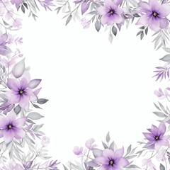 Obraz na płótnie Canvas Purple flora vintage frame watercolor for wedding, birthday, card, background, invitation, wallpaper, sticker, decoration