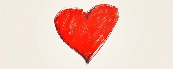 A Drawing of a Red Heart on a White Background