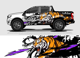 car livery design vector. abstract race style background with aggressive Angry tiger concept for vehicle vinyl sticker wrap