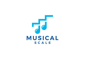 simple music and stairs logo design symbol template