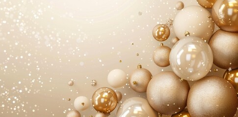 happy birthday background with realistic balloon and golden confetti