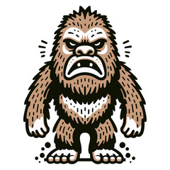 Angry bigfoot: illustration of a fierce sasquatch. Vector artwork depicting the intensity of a furious monster encounter. Fury creature.