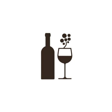 recommend clip art: Stylized Wine Bottle and Glass Silhouette