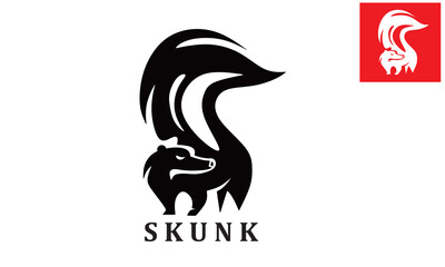 SKUNK SIMPLE LOGO, great silhouette of fast small animal vector illustrations
