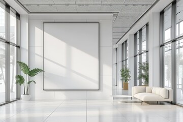 Modern white office with billboard