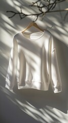 White Sweater on Hanger in Sunlight