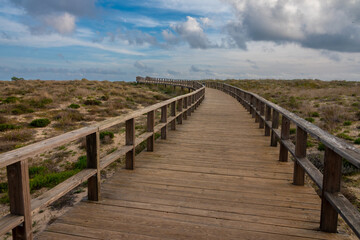 Fototapeta na wymiar Alvor Boardwalk and Estuary Trail, Alvor, Algarve, Portugal