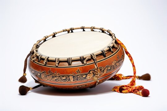 illustration of Nepalese traditional instrument dhol white background , Generative ai